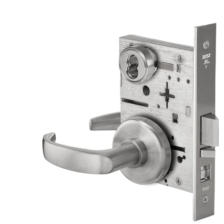 Best Grade 1 Office Mortise Lock, 14 Lever, H Rose, SFIC Housing Less Core, Satin Stainless Steel Finish, 45H7A14H630
